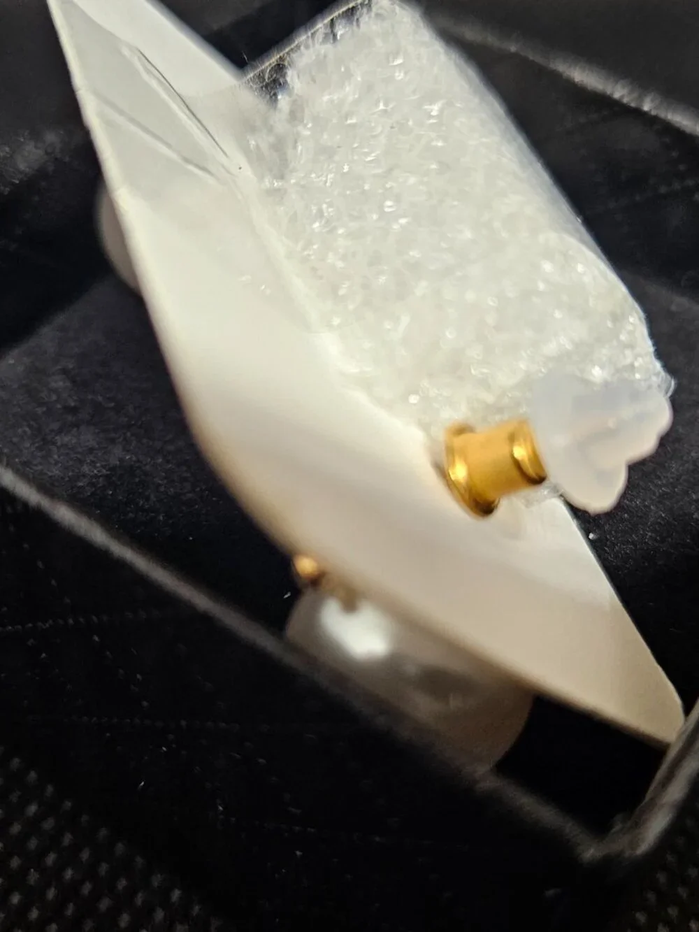 Gold Crystals Ribbon / Pearl Stud Earrings